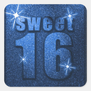Bleu Parties scintillant Sweet 16 Stickers de fête