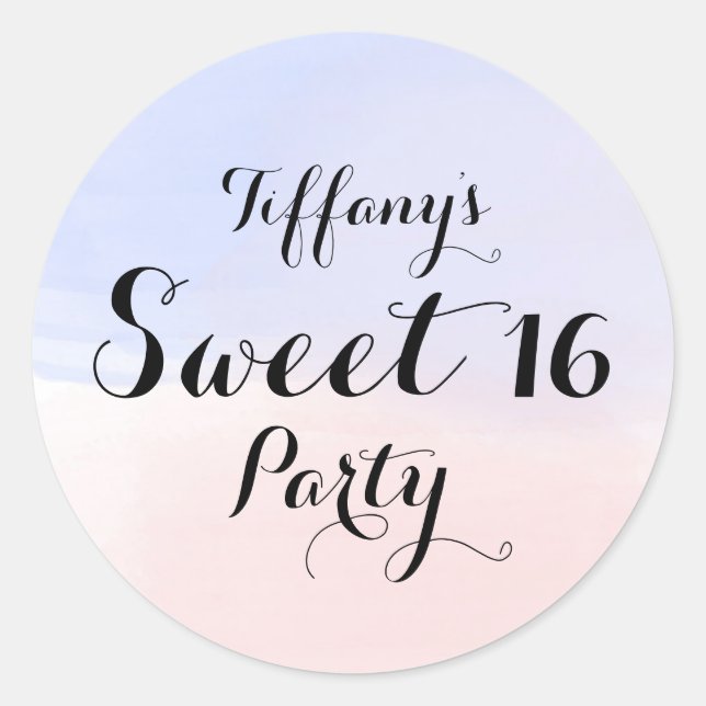 Bleu Pastel Ombre Sweet 16 Sticker (Devant)