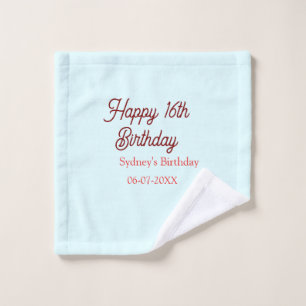 Bleu pastel rouge joyeux 16e anniversaire nom date