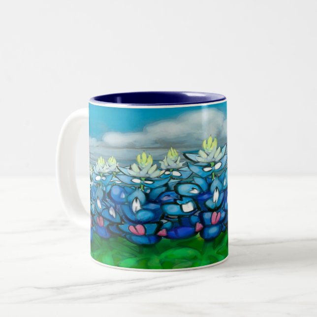 Bleu Pays Scène À Deux Tons Café Mug (Devant gauche)