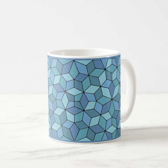 Bleu Pénrose Carreaux Café Mug (Devant droit)