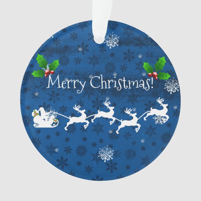 Bleu Père Noël - Ornement de l'aiguille et du renn (devant)