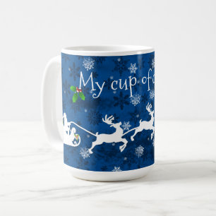 Bleu Père Noël Sleigh and Reindeer Coffee Mug