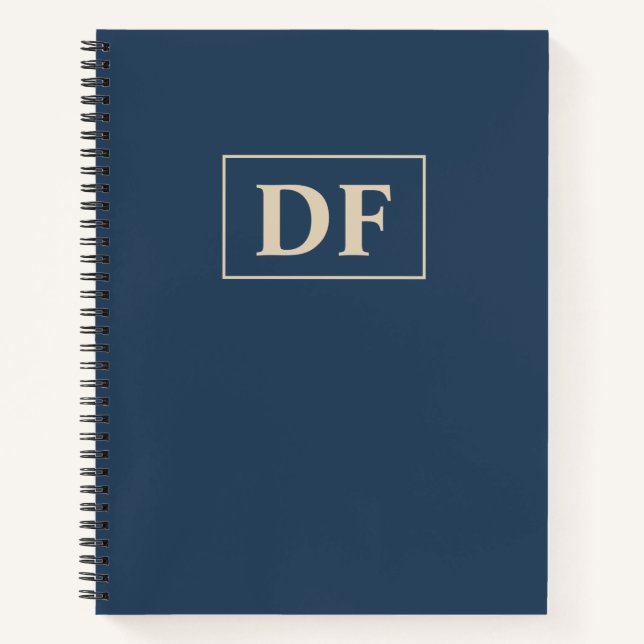 Bleu Personnalisé Avec Initiales Vanille Carnet (Devant)