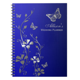 Bleu personnalisé, papillon gris Carnet floral