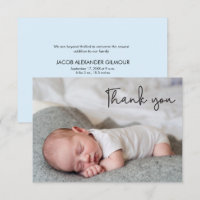 Bleu Photo Bébé Garçon Douche Merci élégant