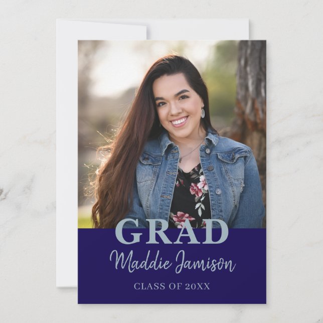 Bleu Photo Graduation Party Invitation (Devant)