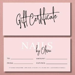 Bleu Pink Nail Salon Logo Certificats cadeaux