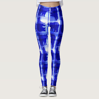 Bleu plaid ours leggings motifs