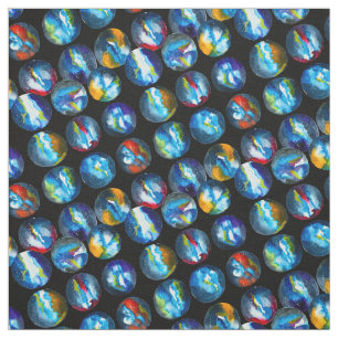 Bleu planète galaxie aquarelle art tissu