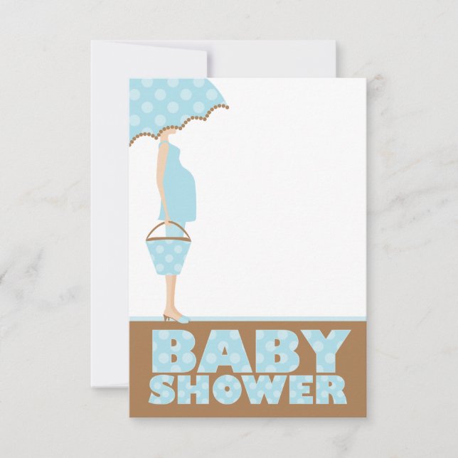 Bleu Pois Baby Shower Invitations (Devant)
