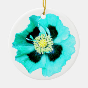Bleu Poppy rond ornement blanc