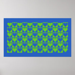 Bleu / Poster du Motif Coeur de citron vert
