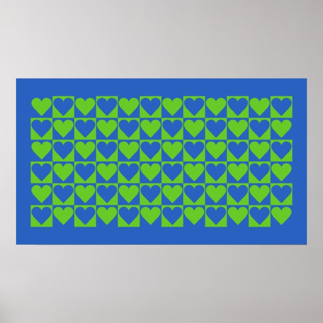 Bleu / Poster du Motif Coeur de citron vert (Devant)