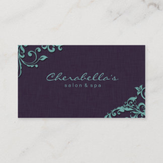 Bleu pourpre de salon de carte de visite floral de