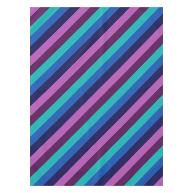 Bleu pourpre Turquoise rayures Petite nappe (Devant)