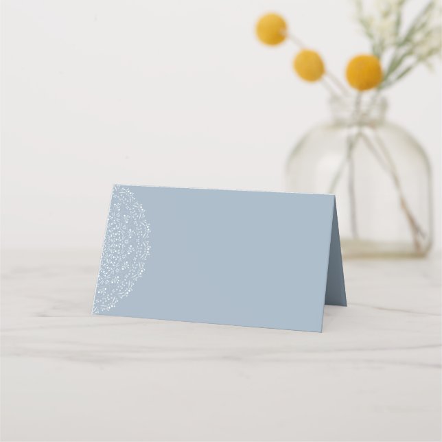 Bleu poussiéreux avec mandala blanc noir Cartes de (Dos)
