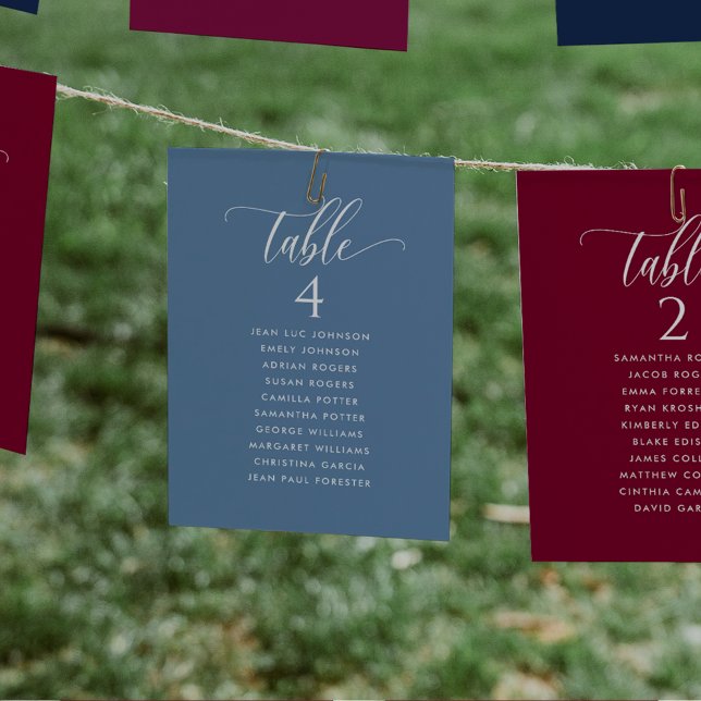 Bleu Poussiéreux, Cartes de Plan de Table avec Nom (Créateur téléchargé)