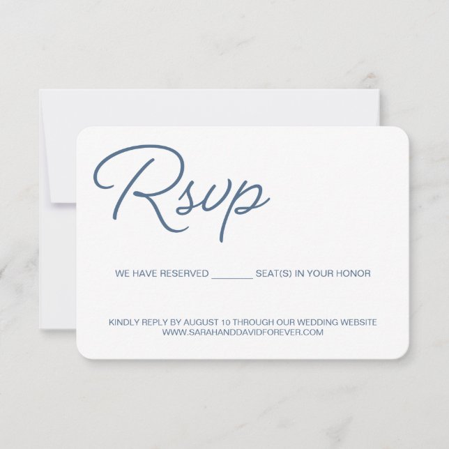 Bleu poussiéreux et siège réservé RSVP mariage bla (Devant)