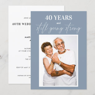 Bleu Poussiéreux Faire-Part de Mariage et d'Annive