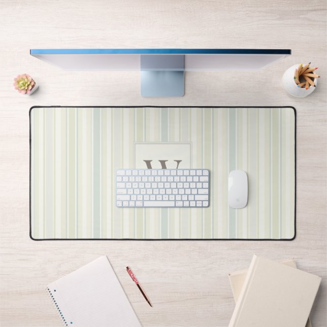 Bleu Poussiéreux Initial Neutre Rayure Rustique Fe (Bureau 1)