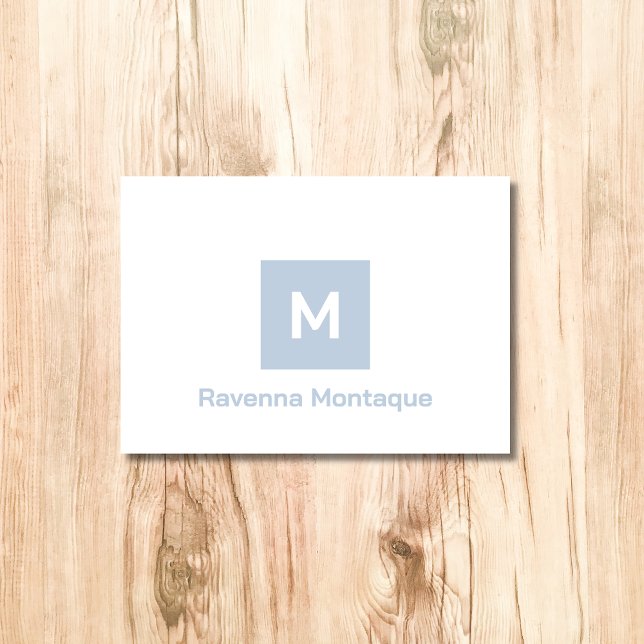Bleu Poussiéreux Monogramme Moderne Nom Personnali (Créateur téléchargé)