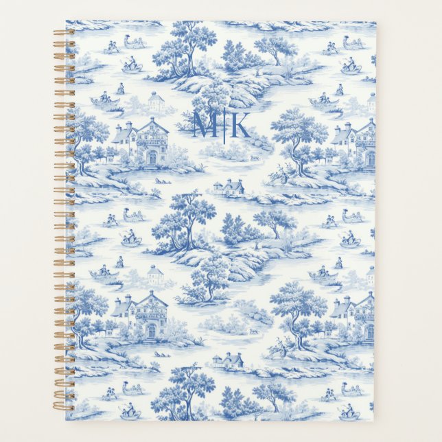Bleu pratique Toile de Jouy Design Vintage françai (Devant)