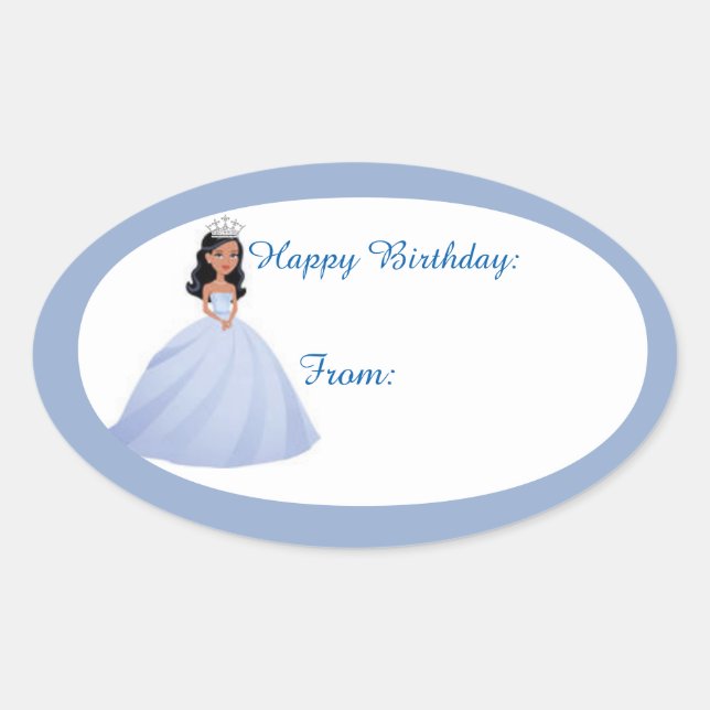 Bleu Princesse Anniversaire Cadeau Balise Stickers (Devant)