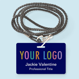 Bleu PVC Nom Badge avec Logo Lanyard Clip ou Reel
