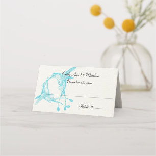Bleu Rayon Hummingbird Mariage Cartes de lieu