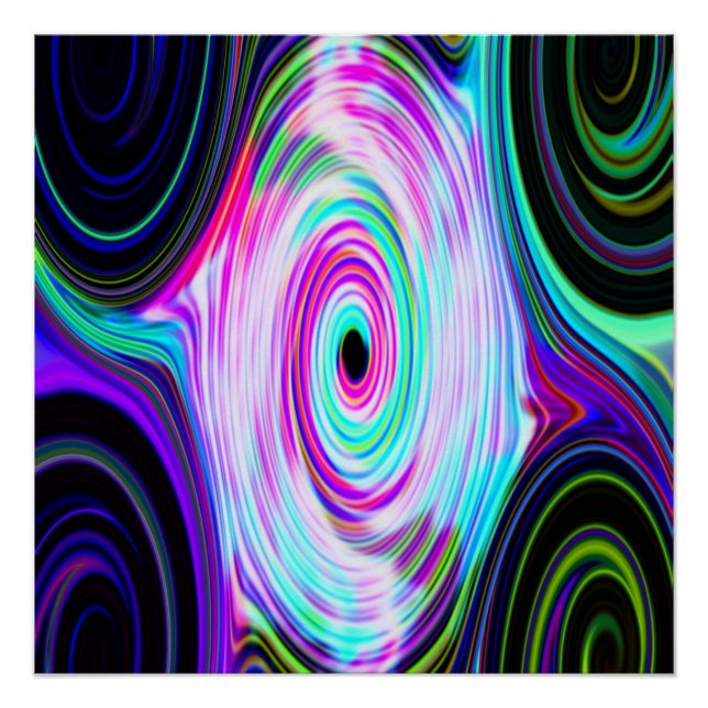 Bleu Rayons cosmiques 5 Swirl Poster parfait (Devant)