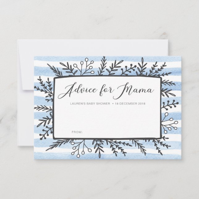 Bleu rayures Baby shower Conseils pour cartes Mama (Devant)