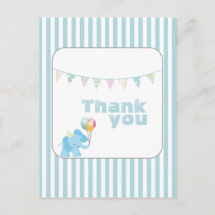 Bleu rayures d'éléphant merci carte postale