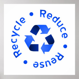 Bleu Réduire Réutiliser Recycle Poster