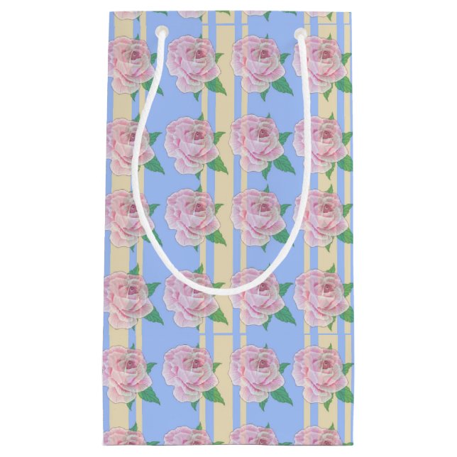 Bleu Regency Rose petit sac cadeau (Devant)