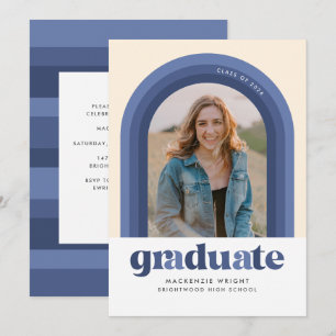 Bleu Retro Arch Faire-part de graduation