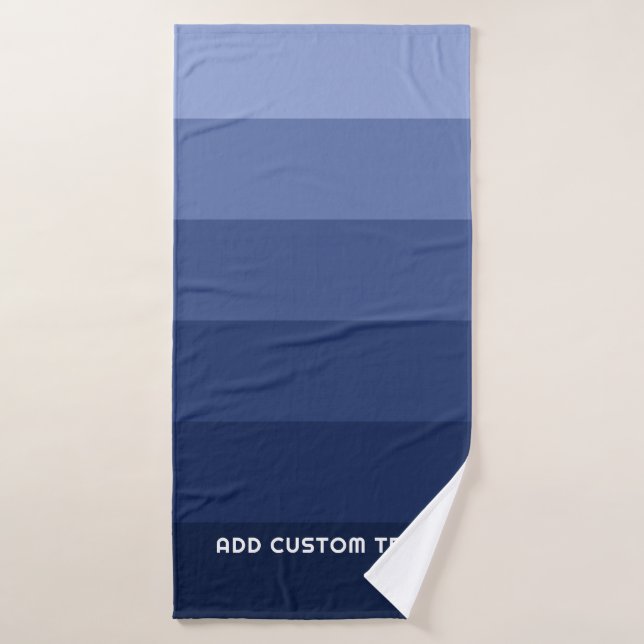 Bleu rétro avec nom Simple Sans Serif (Serviette de bain)