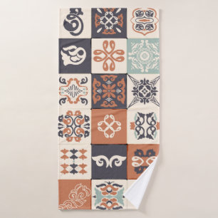 Bleu rétro, blanc et orange Azulejos Motif Lisb
