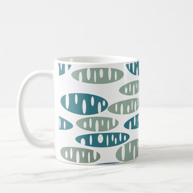 Bleu Rétro Holey Ovals Café Mug (Gauche)