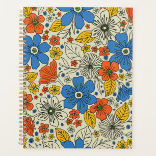 Bleu rétro, Jaune & Orange Floral
