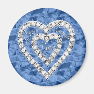 Bleu Rire en direct Aimer Diamond Heart Magnet