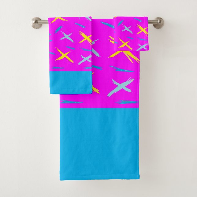 Bleu rose avec croix en jaune et bleu pâle (En situation)