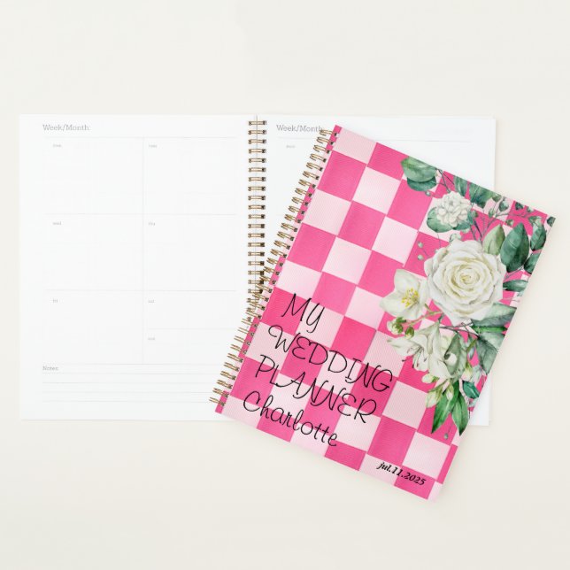 bleu rose blanc vert fleuri wedding planner (Devant avec enveloppe)