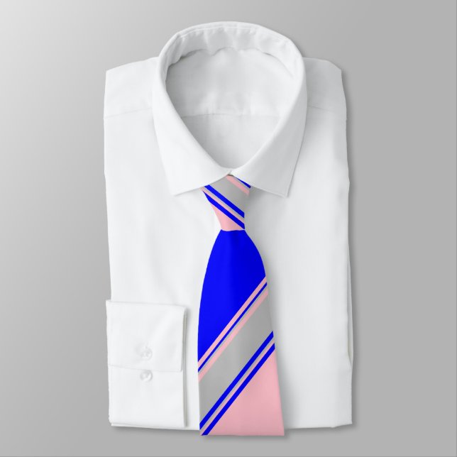 Bleu rose et argent Alternatif Cravate rayée (Attaché)