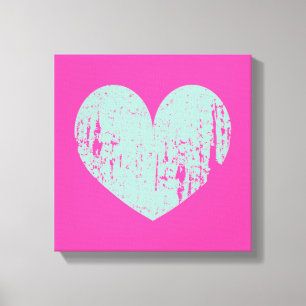 Bleu rose et turquoise symbole de coeur toile impr