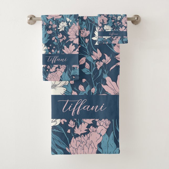 Bleu rose Fleurs blanches Arrière - plan bleu (En situation)