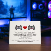 Bleu rose mignon Gamer Mariage Invitation
