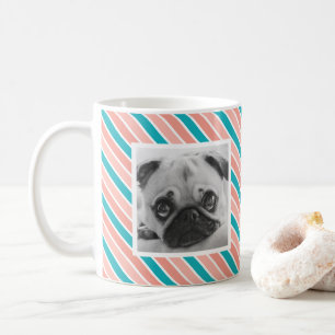 Bleu rose Motif de bande photo personnalisée Mug