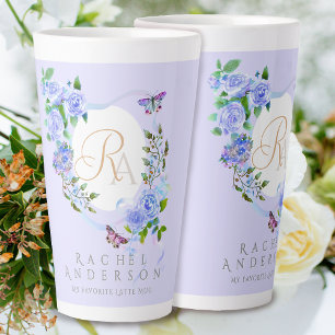 Bleu Rose Ruban Chic Monogramme Lat Violet Mug