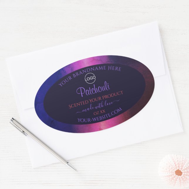 Bleu rose violet marbre moderne Étiquette Logo (Enveloppe)